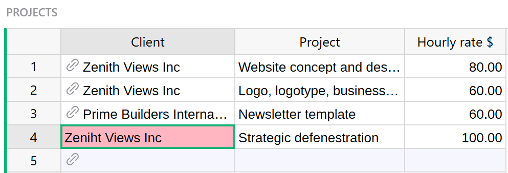 Valeur de référence invalide