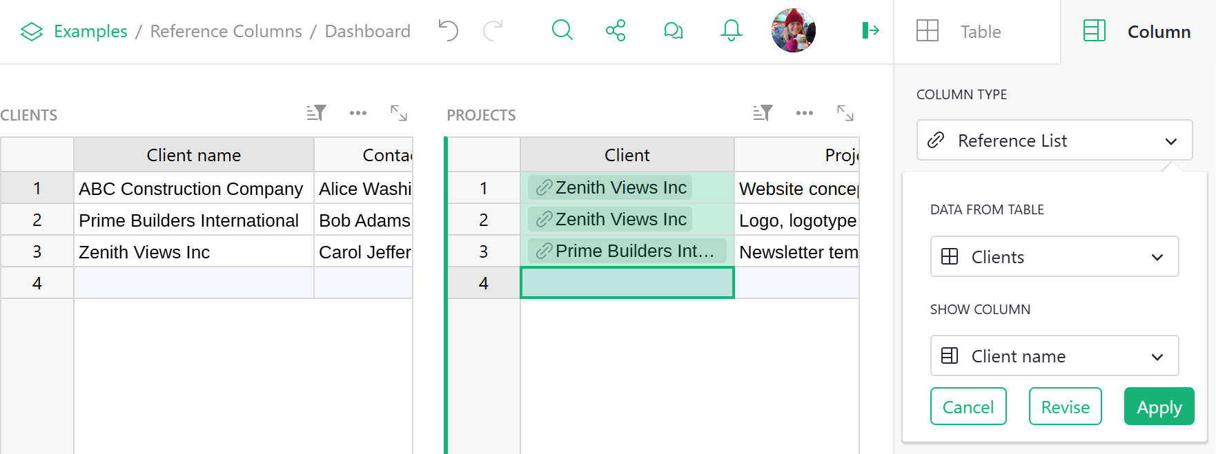 Configuration de la Liste de Références