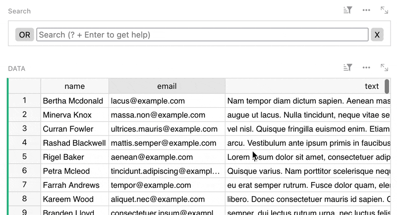 Simple filter widget