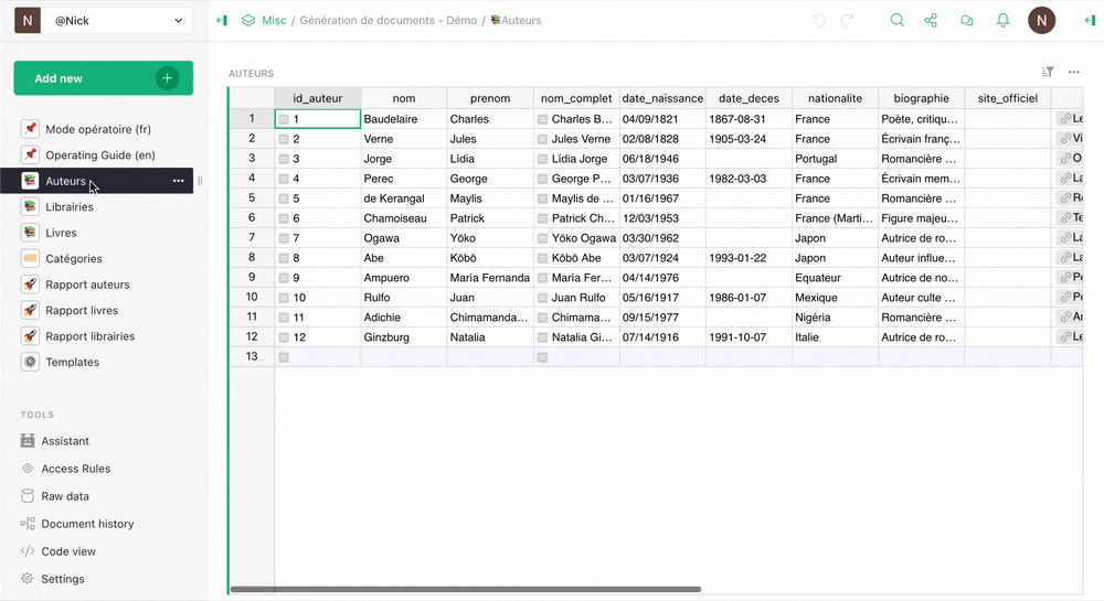 Dycazo document generation