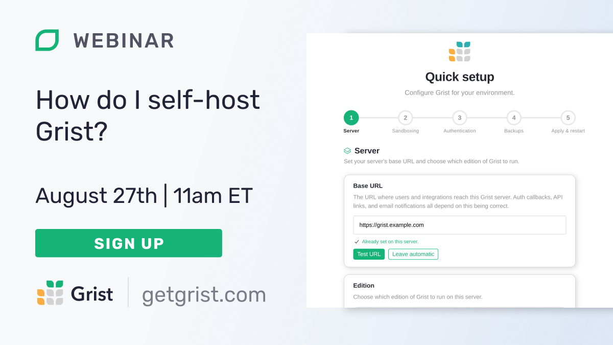 How do I self-host Grist? webinar