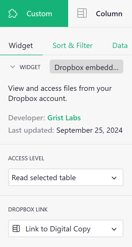 configuration intégrateur Dropbox