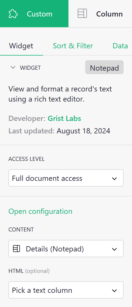 configuration bloc-notes