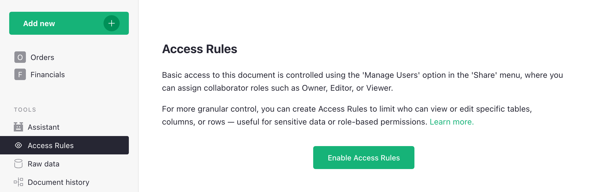 Enable Access Rules