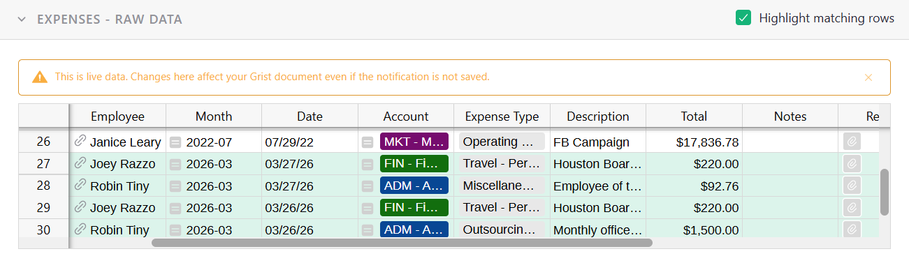 highlight-matching-rows