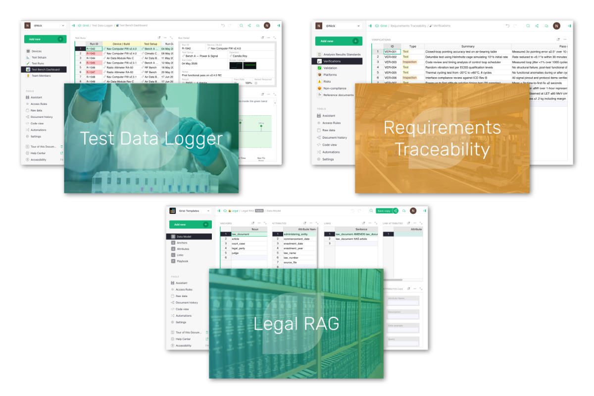 Three new Grist templates
